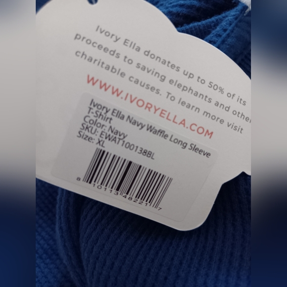 Ivory ella Snowflake Waffle Knit Long Sleeve Tee Shirt Various Sizes Navy Blue - Picture 6 of 7